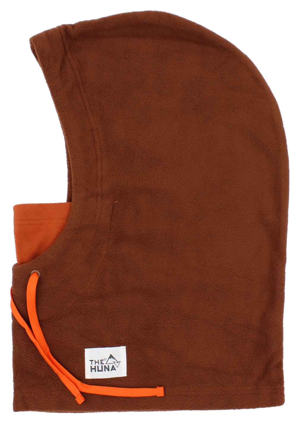 Brown with Orange Mouth & Orange Strings - Normal Fleece Helmet Hoodie
