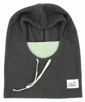 Grey with Mint Mouth & Mint Strings - Normal Fleece Helmet Hoodie