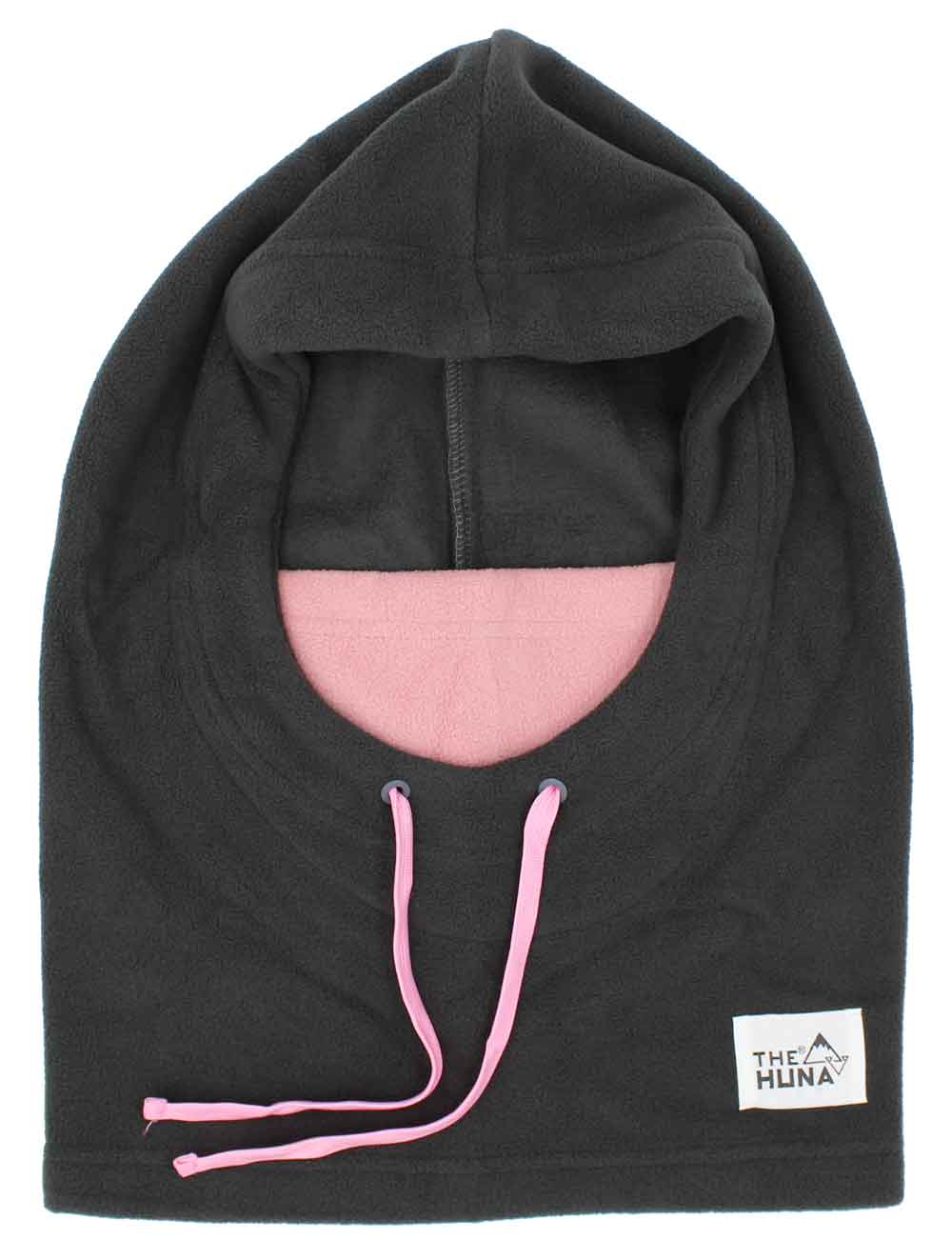 Grey with Pink Mouth & Pink Strings - Normal Fleece Helmet Hoodie