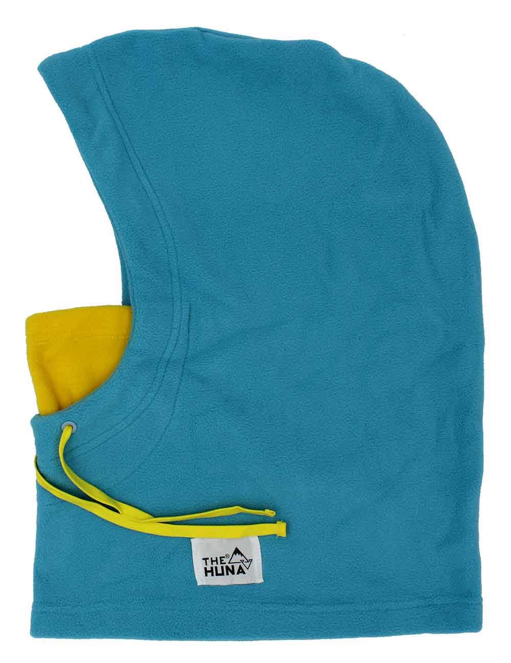 Light Blue with Yellow Mouth & Yellow Strings - Normal Fleece Helmet Hoodie